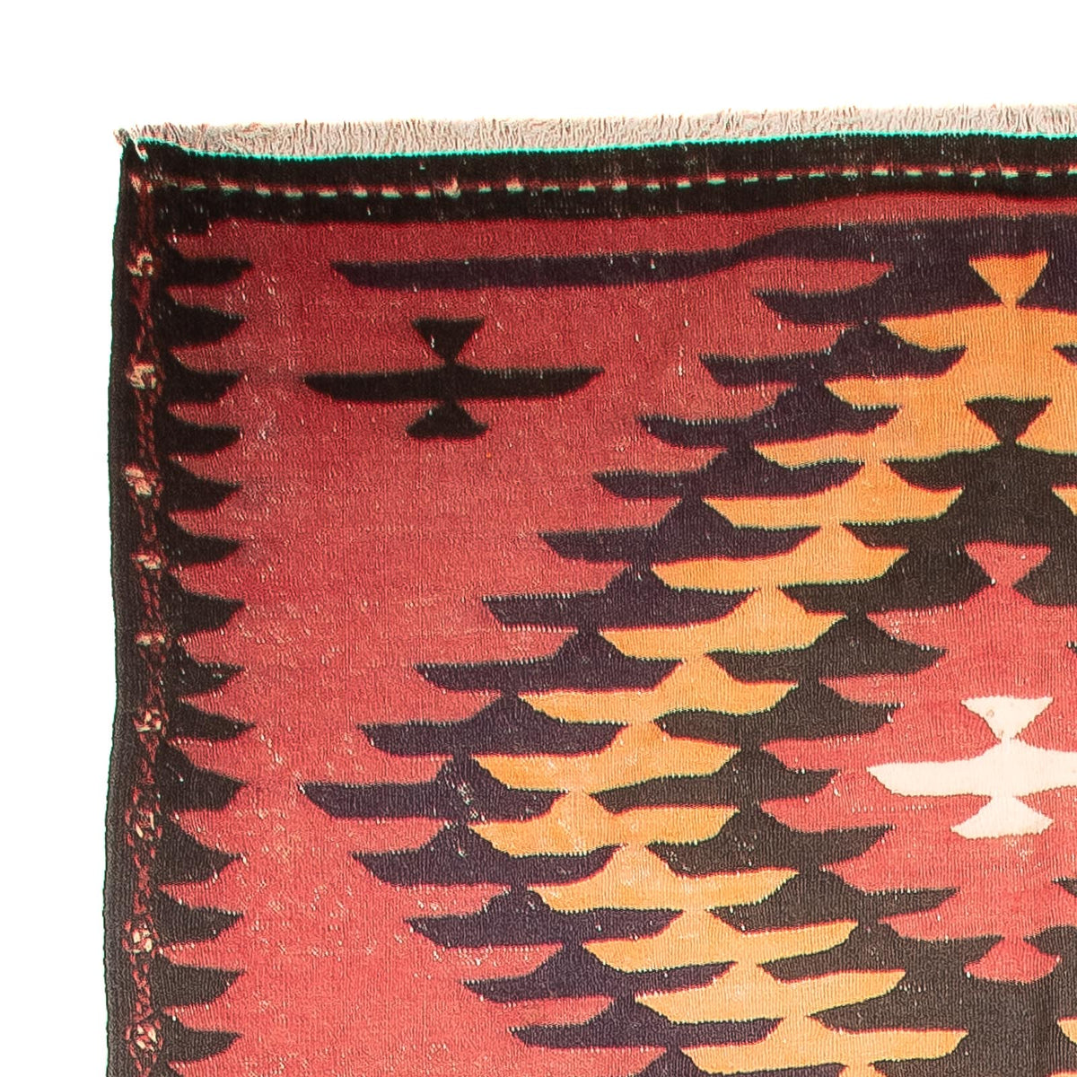 Biegacz Dywan Kelim - Stary - 435 x 150 cm - jasna czerwień