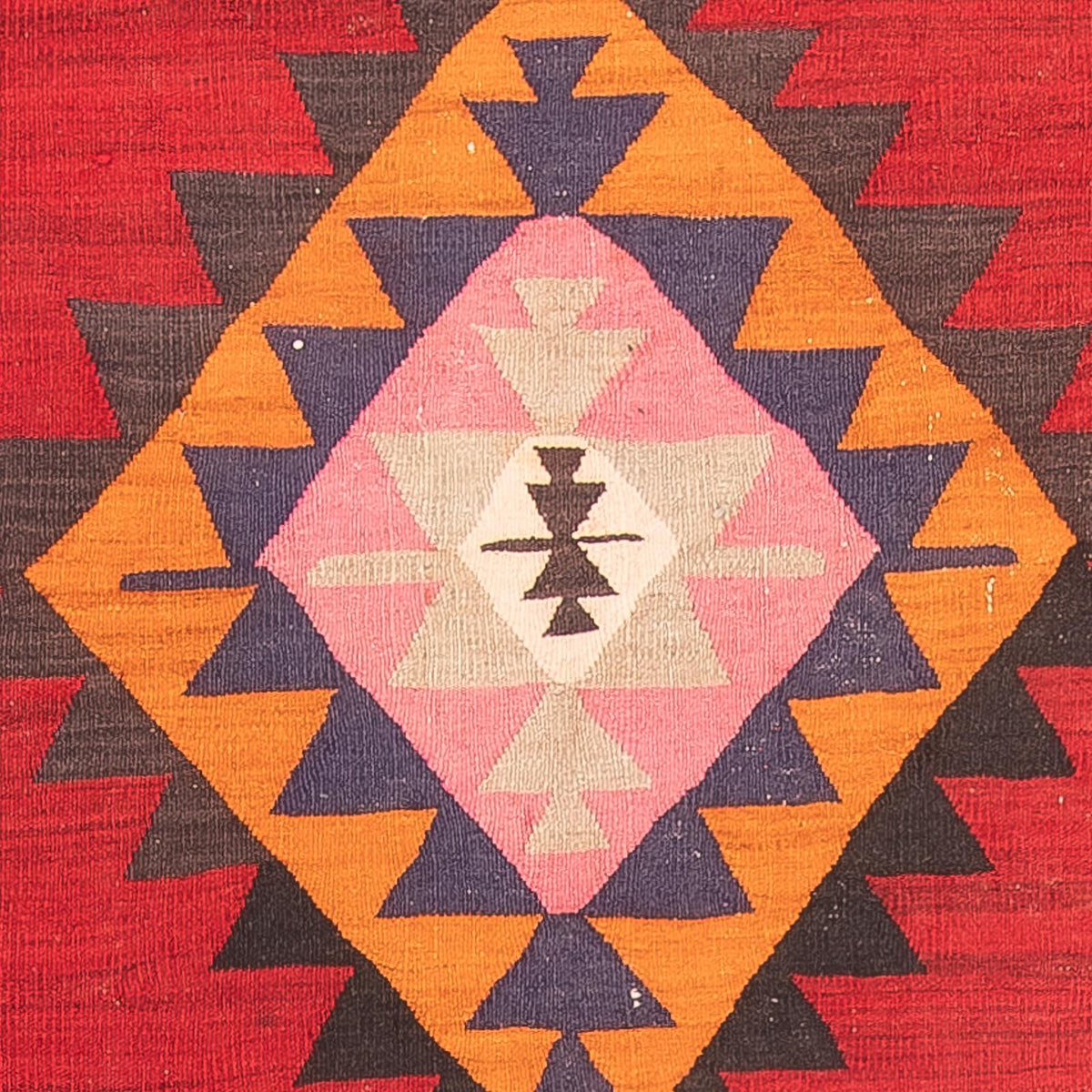 Biegacz Dywan Kelim - Stary - 390 x 150 cm - czerwony