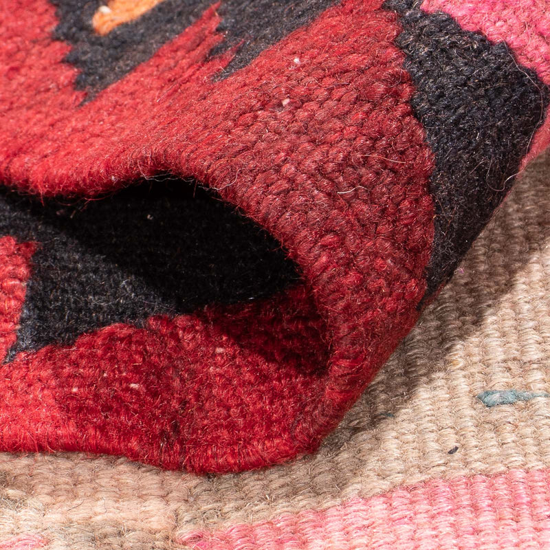 Biegacz Dywan Kelim - Stary - 390 x 150 cm - czerwony