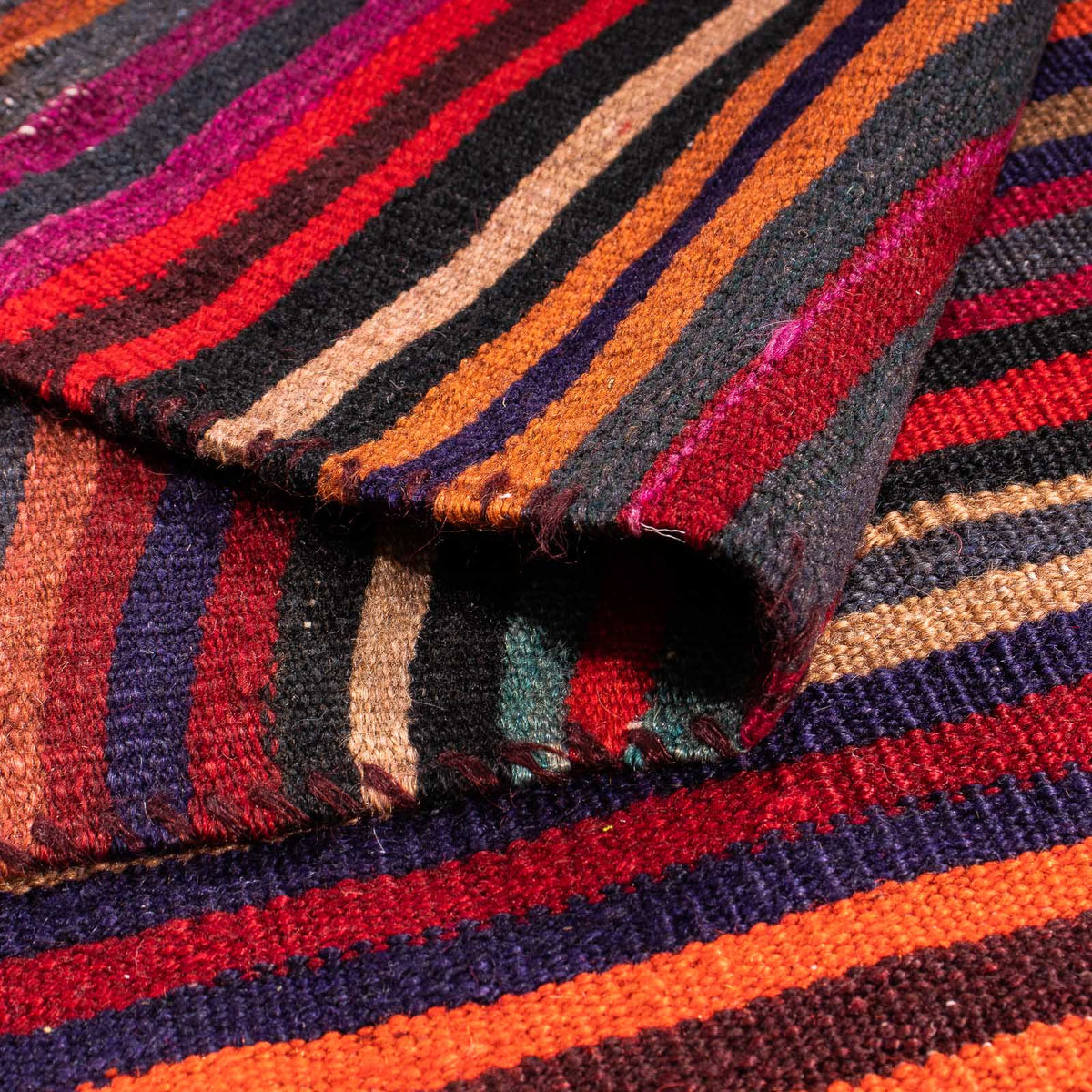 Dywan Kelim - Stary - 200 x 110 cm - wielokolorowy