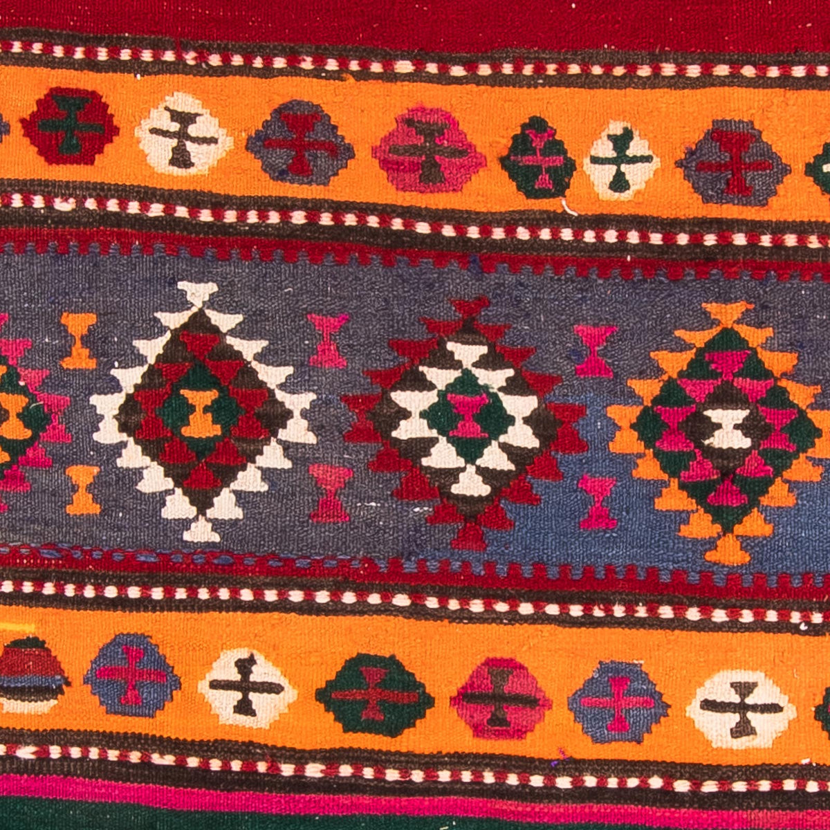 Biegacz Dywan Kelim - Stary - 350 x 140 cm - wielokolorowy