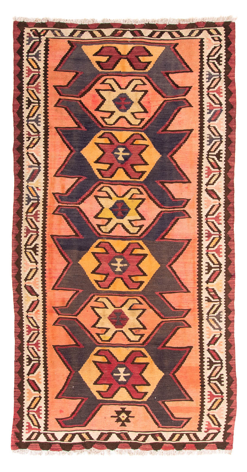 Biegacz Dywan Kelim - Stary - 265 x 140 cm - wielokolorowy