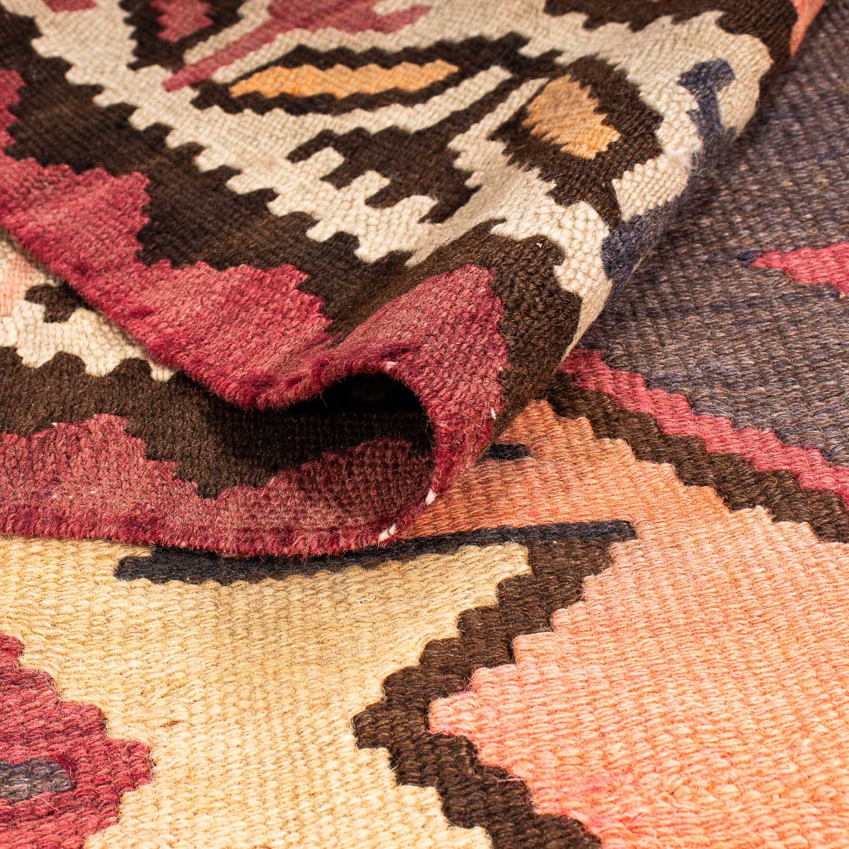 Biegacz Dywan Kelim - Stary - 265 x 140 cm - wielokolorowy