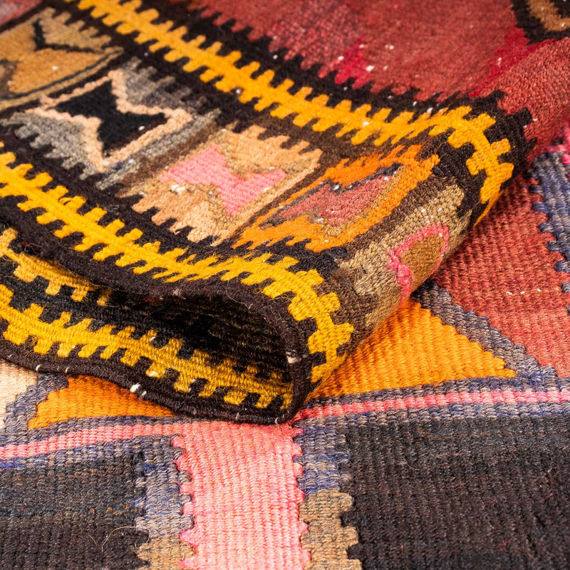 Biegacz Dywan Kelim - Stary - 375 x 130 cm - wielokolorowy