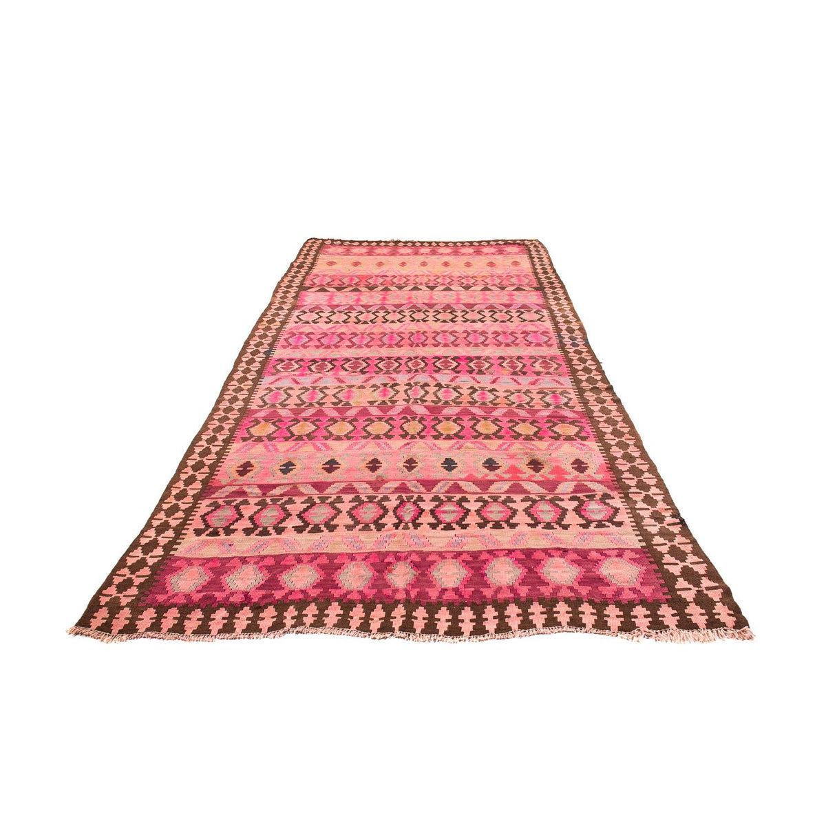 Biegacz Dywan Kelim - Stary - 390 x 178 cm - wielokolorowy