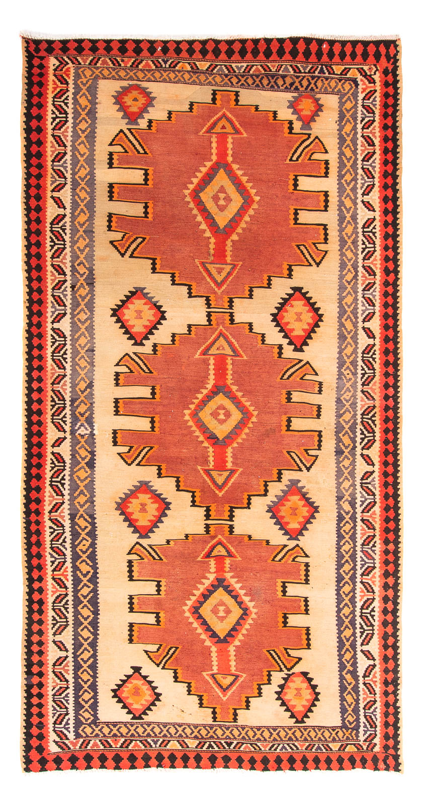 Biegacz Dywan Kelim - Stary - 300 x 150 cm - wielokolorowy