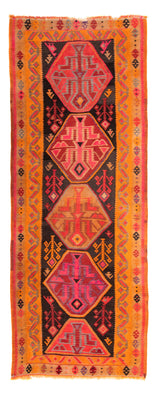 Biegacz Dywan Kelim - Stary - 355 x 142 cm - wielokolorowy