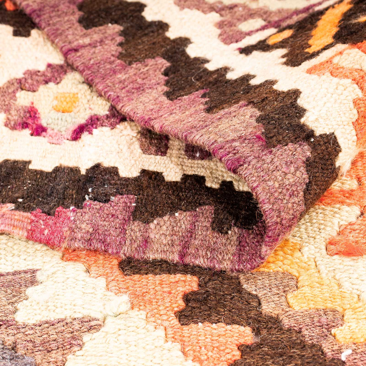 Dywan Kelim - Stary - 260 x 130 cm - wielokolorowy