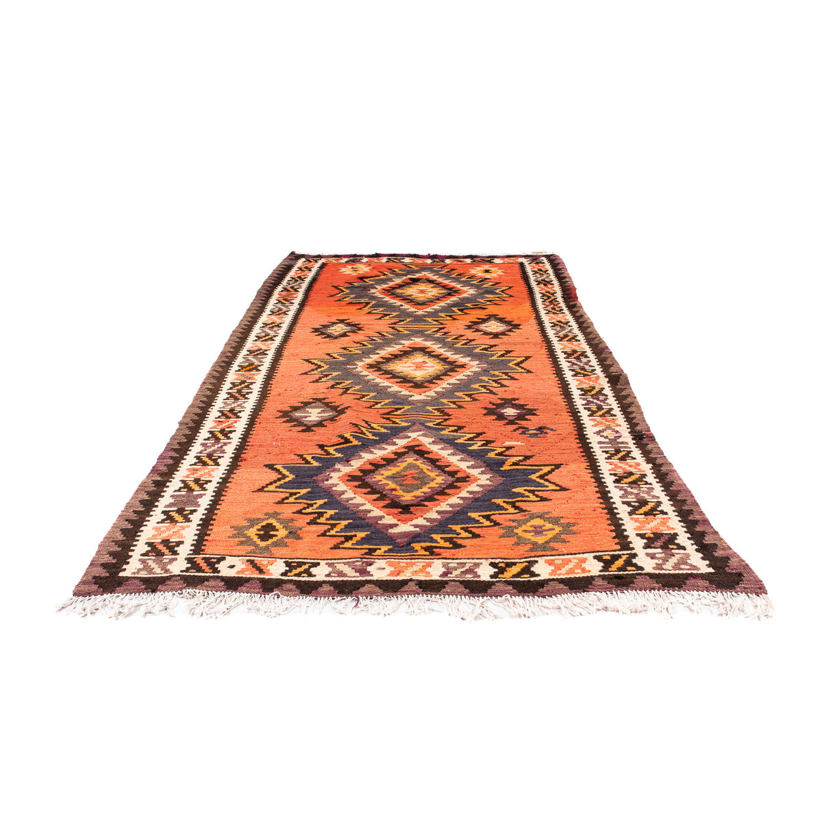 Dywan Kelim - Stary - 260 x 130 cm - wielokolorowy