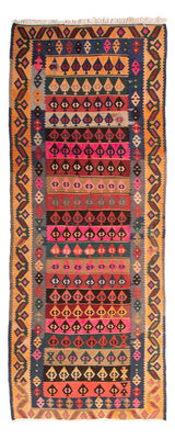 Biegacz Dywan Kelim - Stary - 350 x 140 cm - wielokolorowy