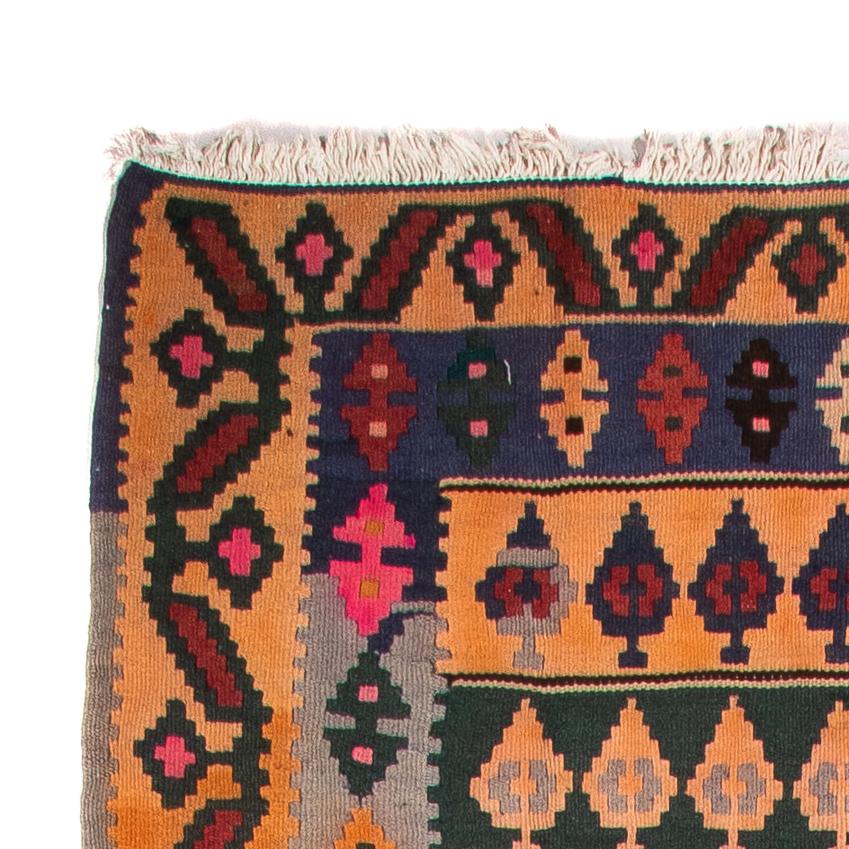 Biegacz Dywan Kelim - Stary - 350 x 140 cm - wielokolorowy