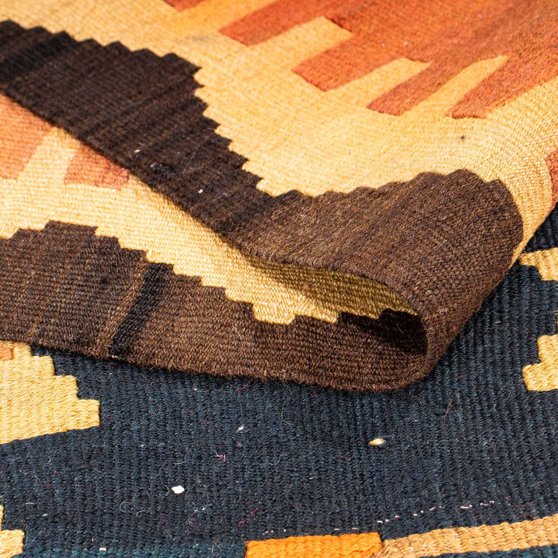 Biegacz Dywan Kelim - Stary - 375 x 124 cm - wielokolorowy