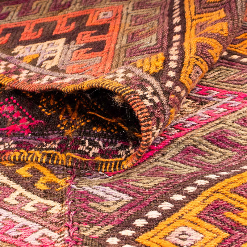 Biegacz Dywan Kelim - Stary - 370 x 140 cm - wielokolorowy