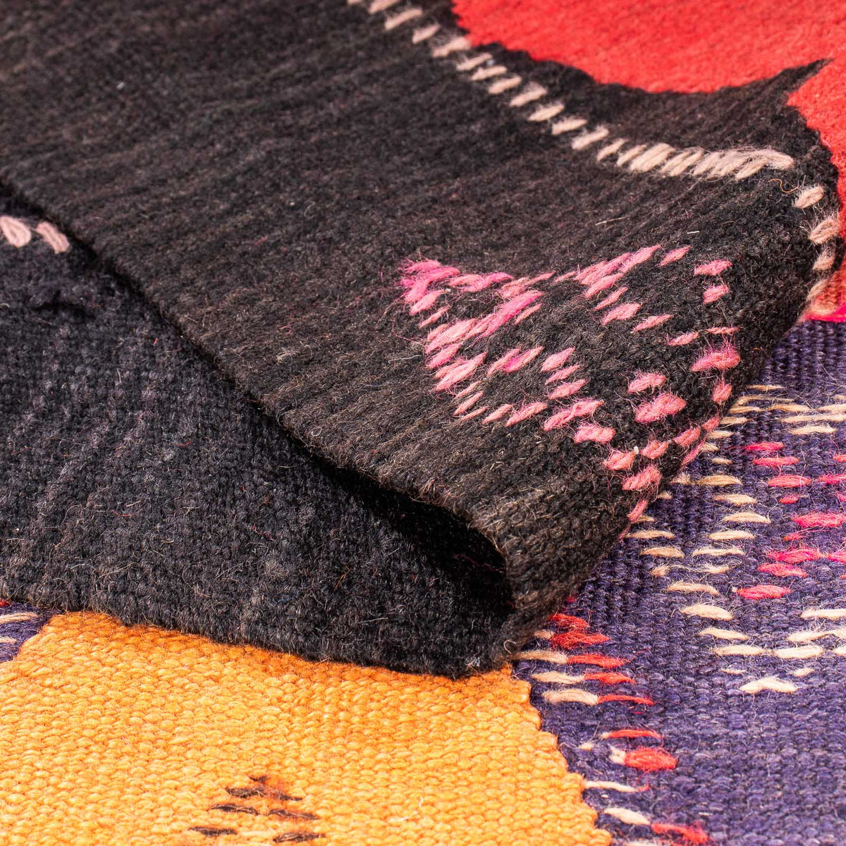 Biegacz Dywan Kelim - Stary - 385 x 150 cm - wielokolorowy