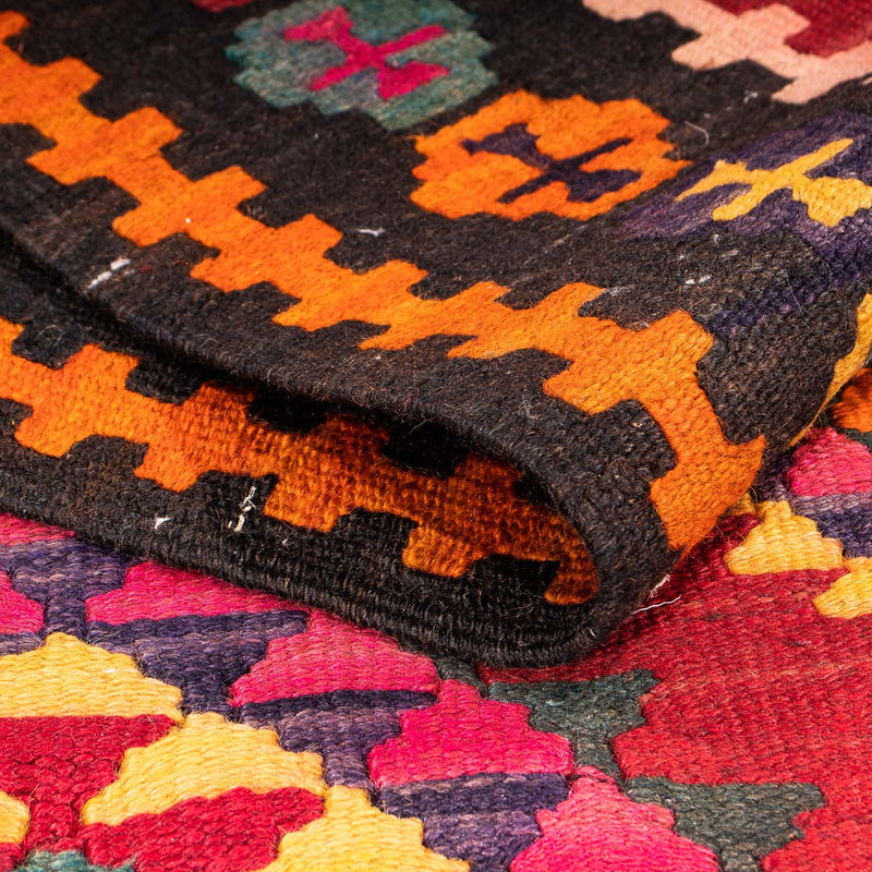 Biegacz Dywan Kelim - Stary - 390 x 147 cm - wielokolorowy