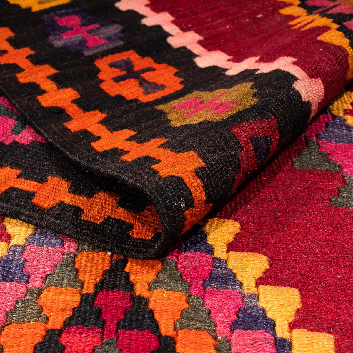 Biegacz Dywan Kelim - Stary - 380 x 144 cm - wielokolorowy