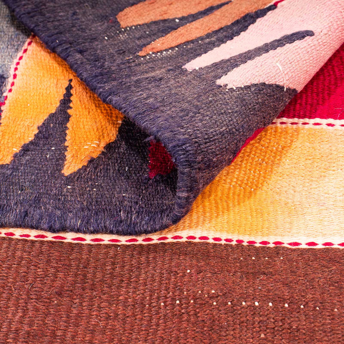 Dywan Kelim - Stary - 160 x 130 cm - wielokolorowy