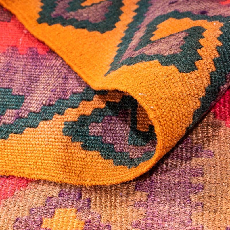 Biegacz Dywan Kelim - Stary - 305 x 80 cm - wielokolorowy