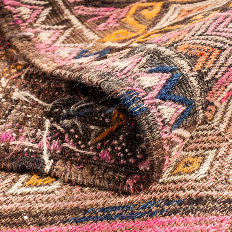 Biegacz Dywan Kelim - Stary - 356 x 152 cm - wielokolorowy