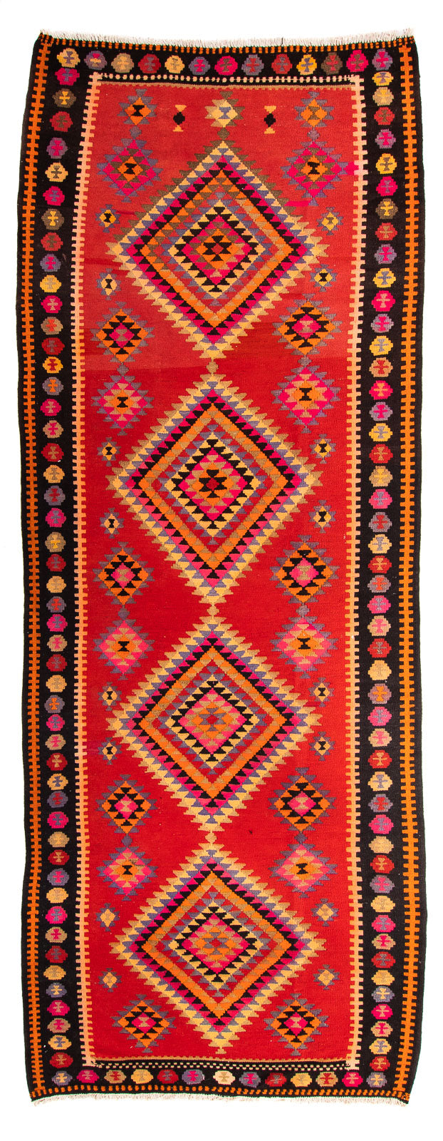 Biegacz Dywan Kelim - Stary - 400 x 155 cm - wielokolorowy