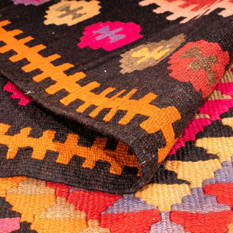 Biegacz Dywan Kelim - Stary - 400 x 155 cm - wielokolorowy