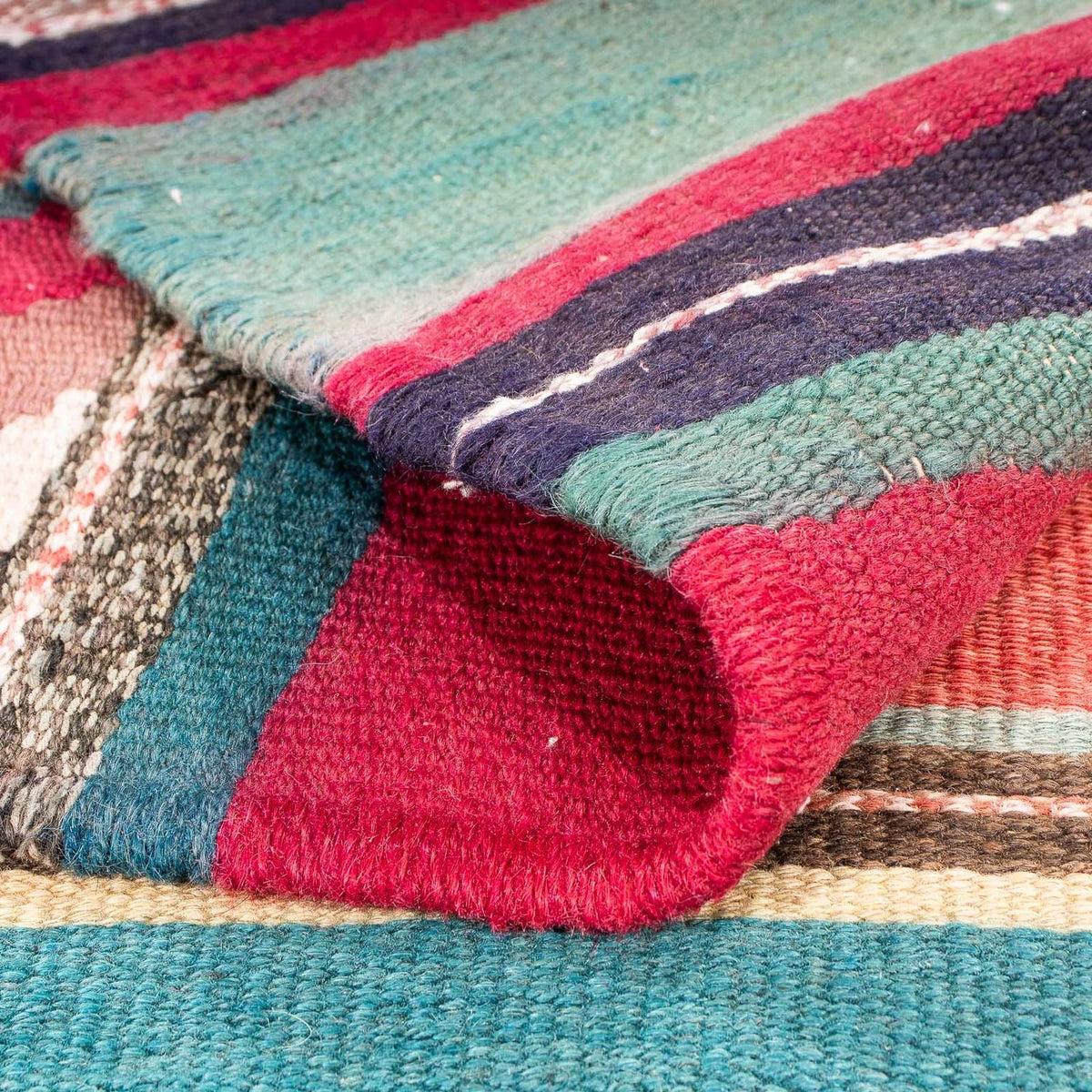 Dywan Kelim - Stary - 204 x 184 cm - wielokolorowy