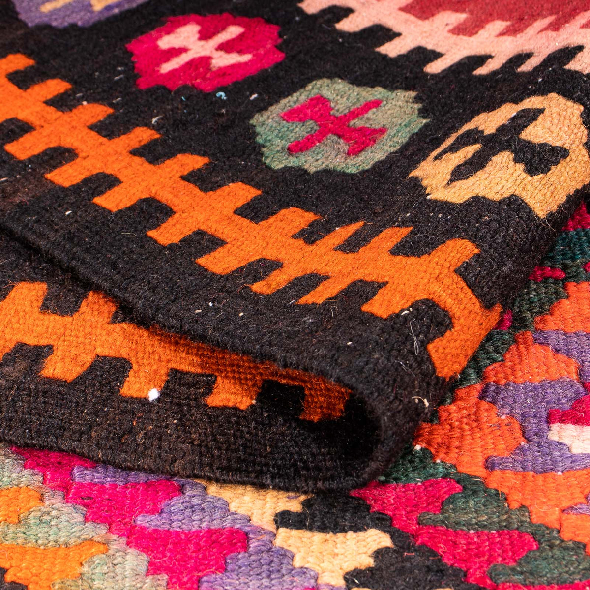 Biegacz Dywan Kelim - Stary - 390 x 155 cm - wielokolorowy