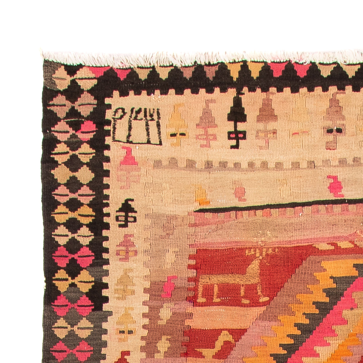 Biegacz Dywan Kelim - Stary - 275 x 150 cm - wielokolorowy