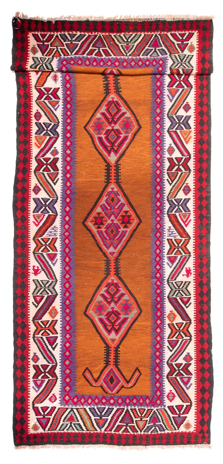 Biegacz Dywan Kelim - Stary - 520 x 185 cm - brązowy