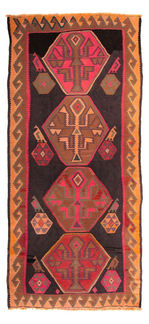 Biegacz Dywan Kelim - Stary - 340 x 150 cm - wielokolorowy