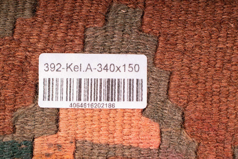 Biegacz Dywan Kelim - Stary - 340 x 150 cm - wielokolorowy