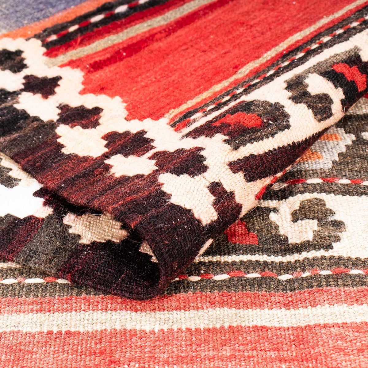 Biegacz Dywan Kelim - Stary - 310 x 140 cm - wielokolorowy