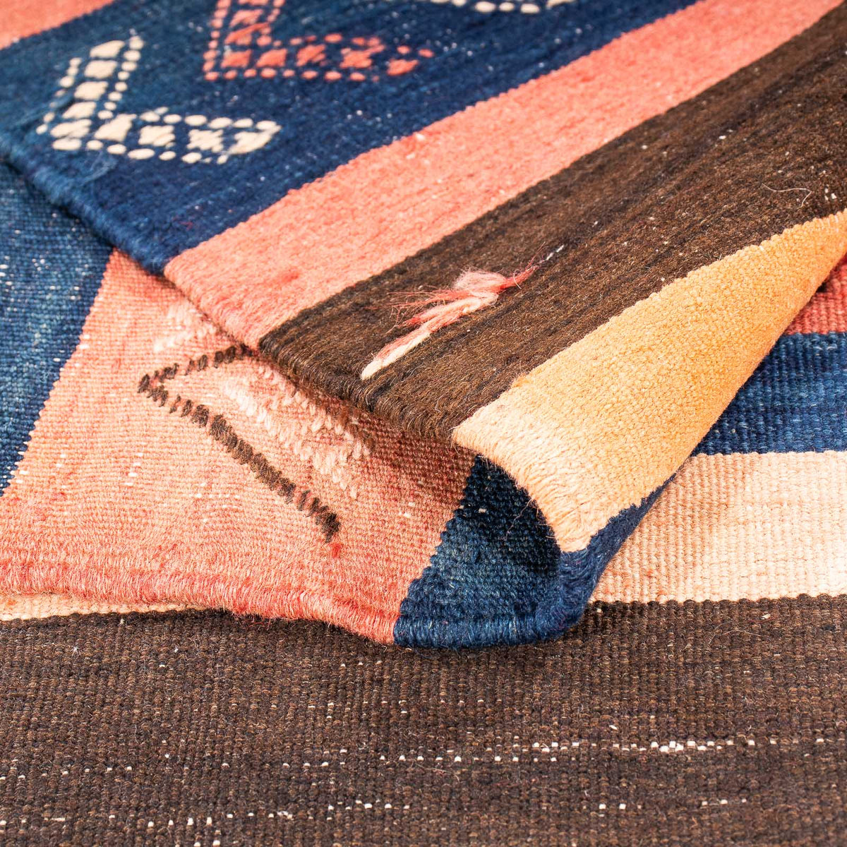 Biegacz Dywan Kelim - Stary - 345 x 130 cm - wielokolorowy