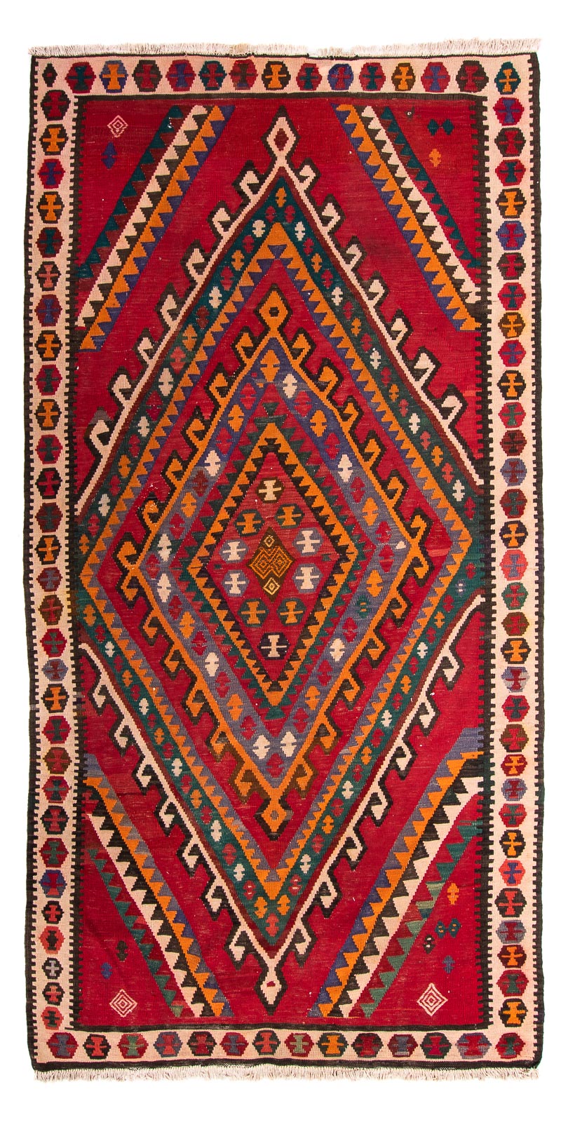 Biegacz Dywan Kelim - Stary - 323 x 167 cm - wielokolorowy