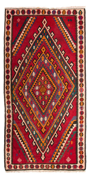 Biegacz Dywan Kelim - Stary - 323 x 167 cm - wielokolorowy