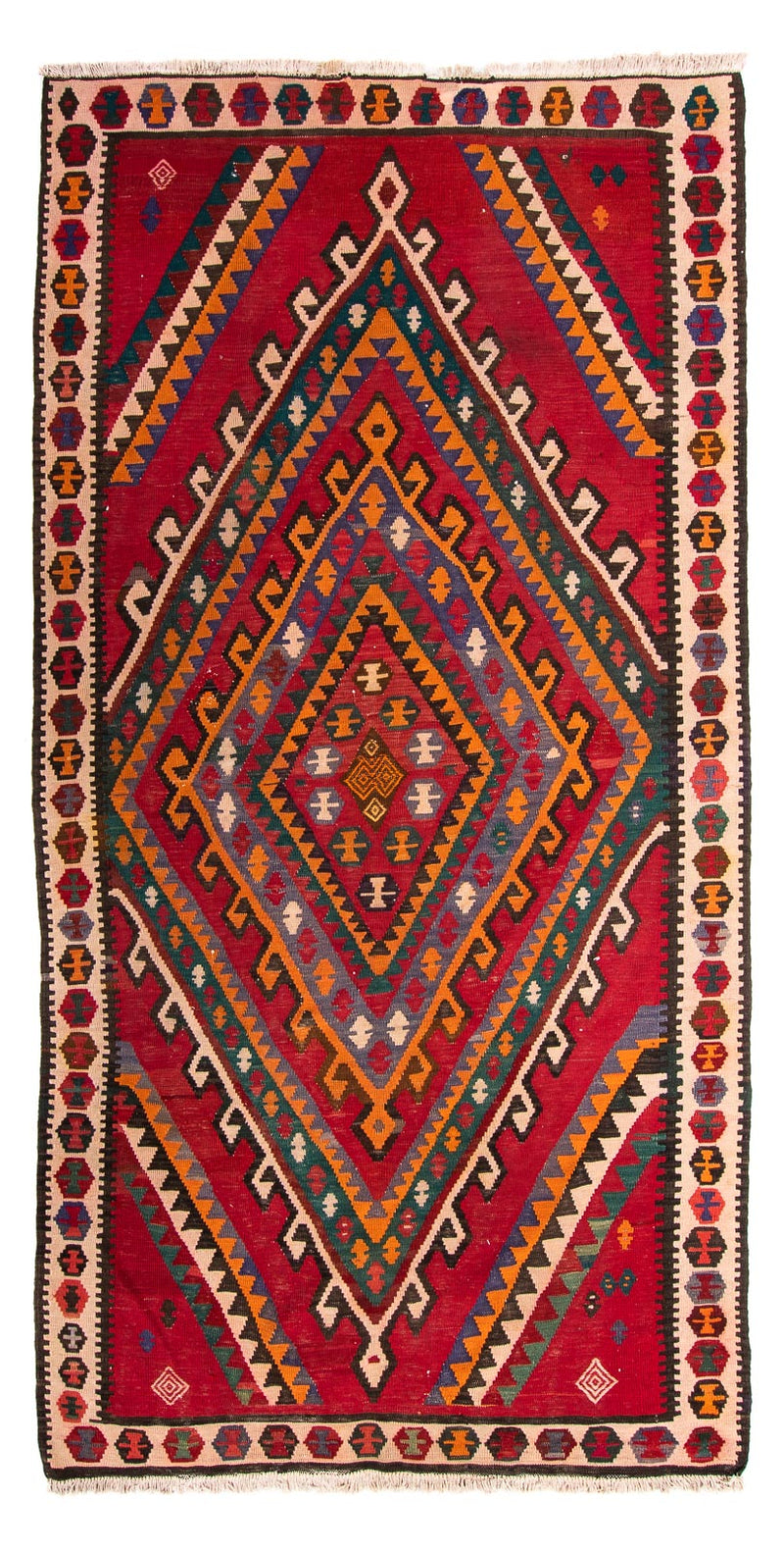 Biegacz Dywan Kelim - Stary - 323 x 167 cm - wielokolorowy