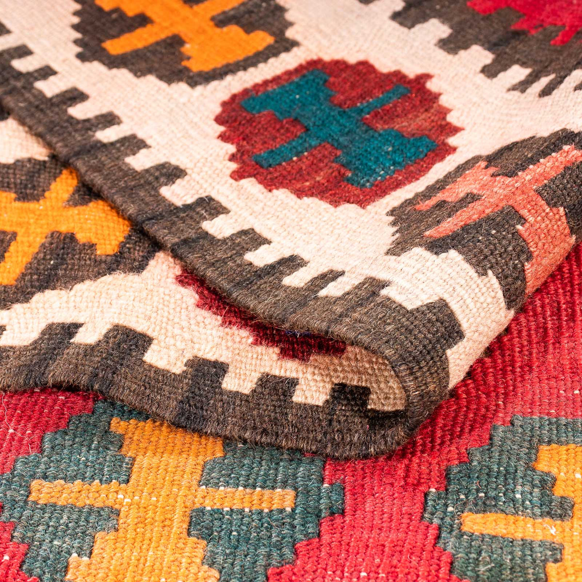 Biegacz Dywan Kelim - Stary - 323 x 167 cm - wielokolorowy