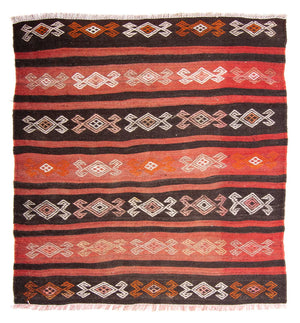 Dywan Kelim - Stary kwadratowy  - 135 x 115 cm - wielokolorowy