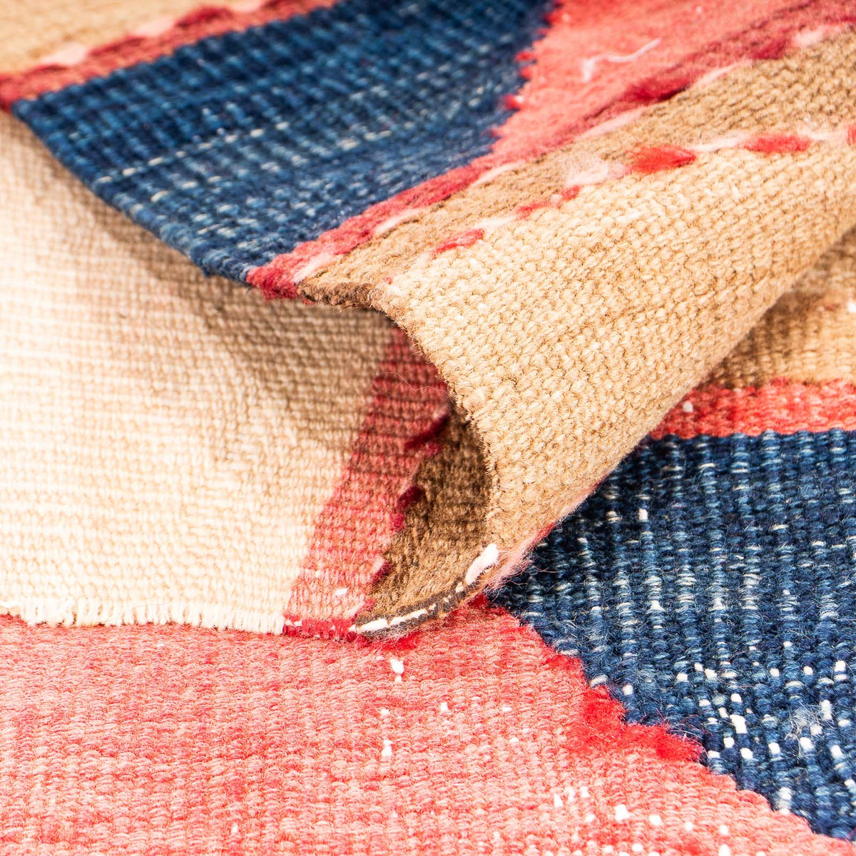 Dywan Kelim - Stary - 130 x 110 cm - wielokolorowy