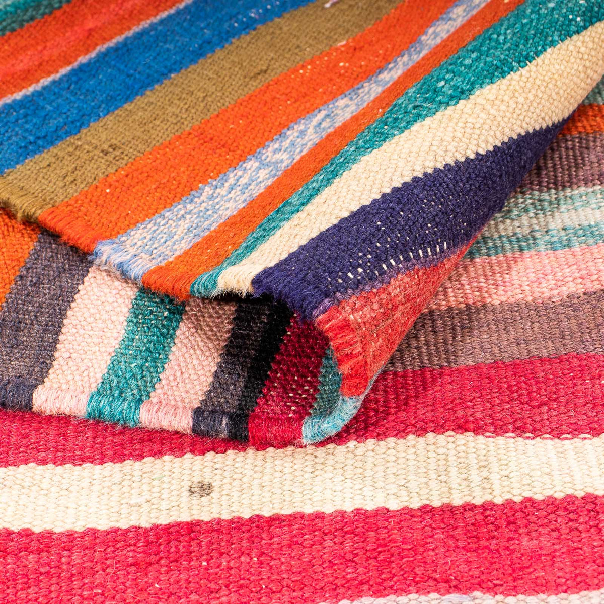 Dywan Kelim - Stary - 190 x 150 cm - wielokolorowy