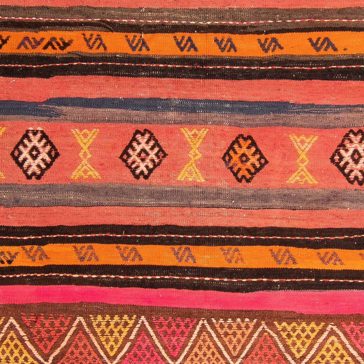 Dywan Kelim - Stary - 150 x 135 cm - wielokolorowy