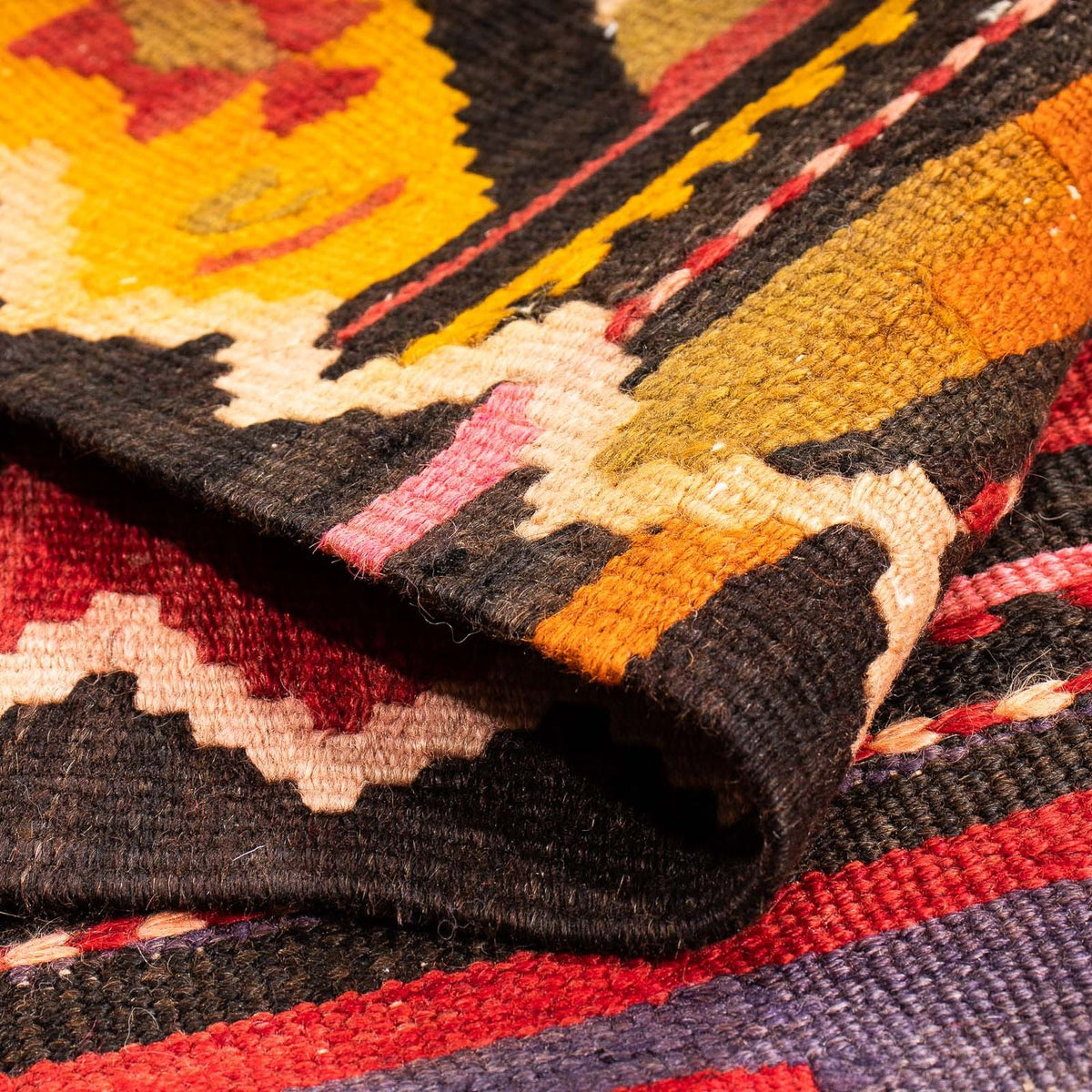 Dywan Kelim - Stary - 220 x 135 cm - wielokolorowy