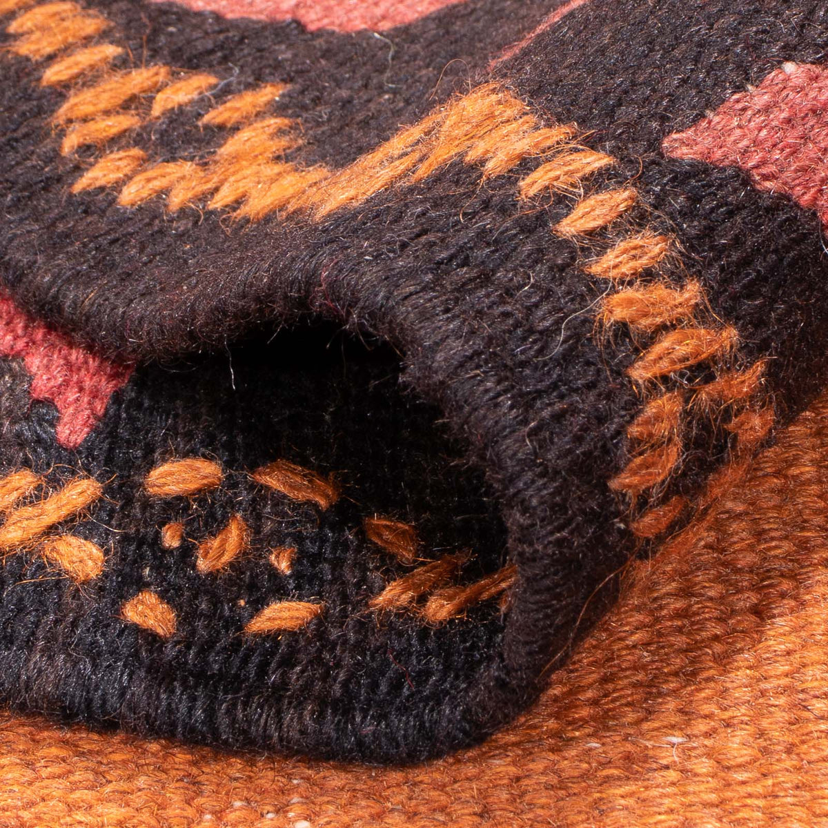 Biegacz Dywan Kelim - Stary - 400 x 140 cm - jasna czerwień