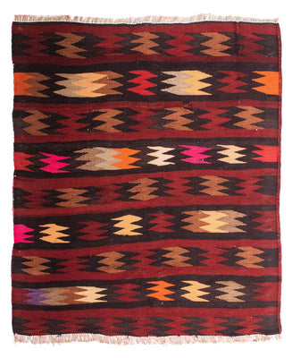 Dywan Kelim - Stary - 110 x 90 cm - wielokolorowy