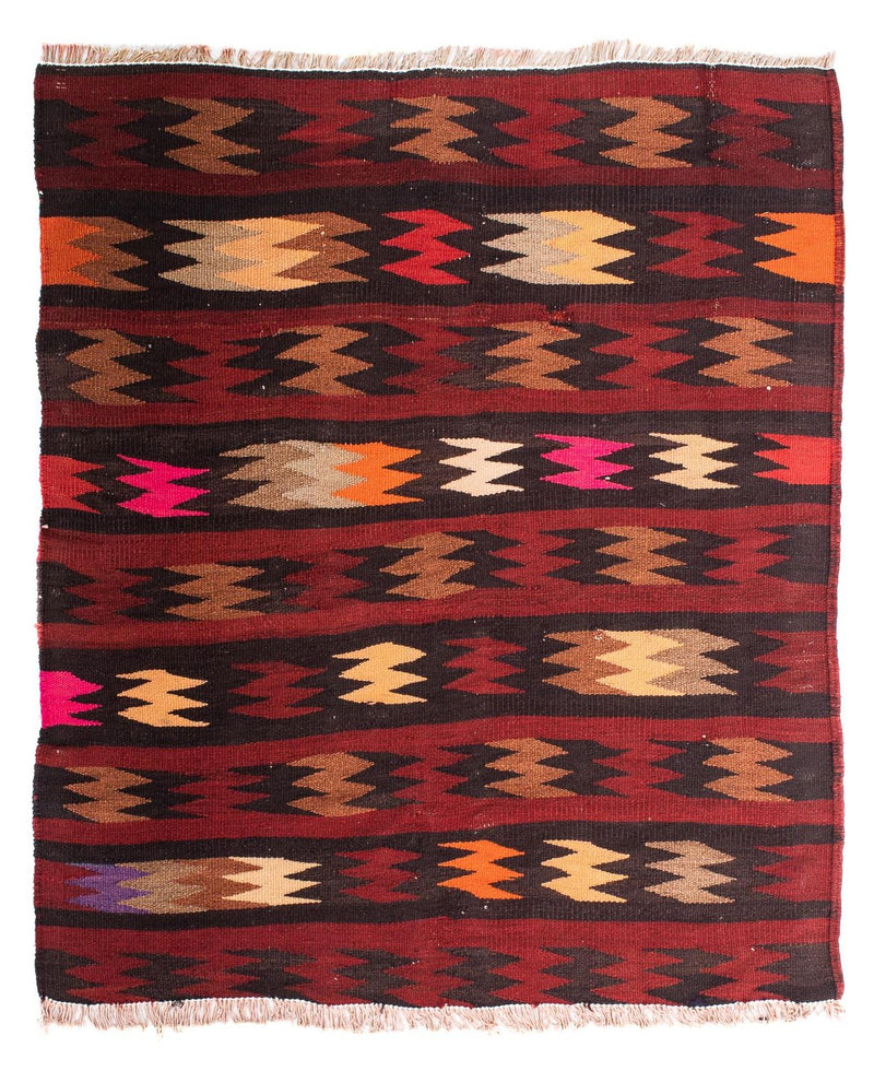 Dywan Kelim - Stary - 110 x 90 cm - wielokolorowy