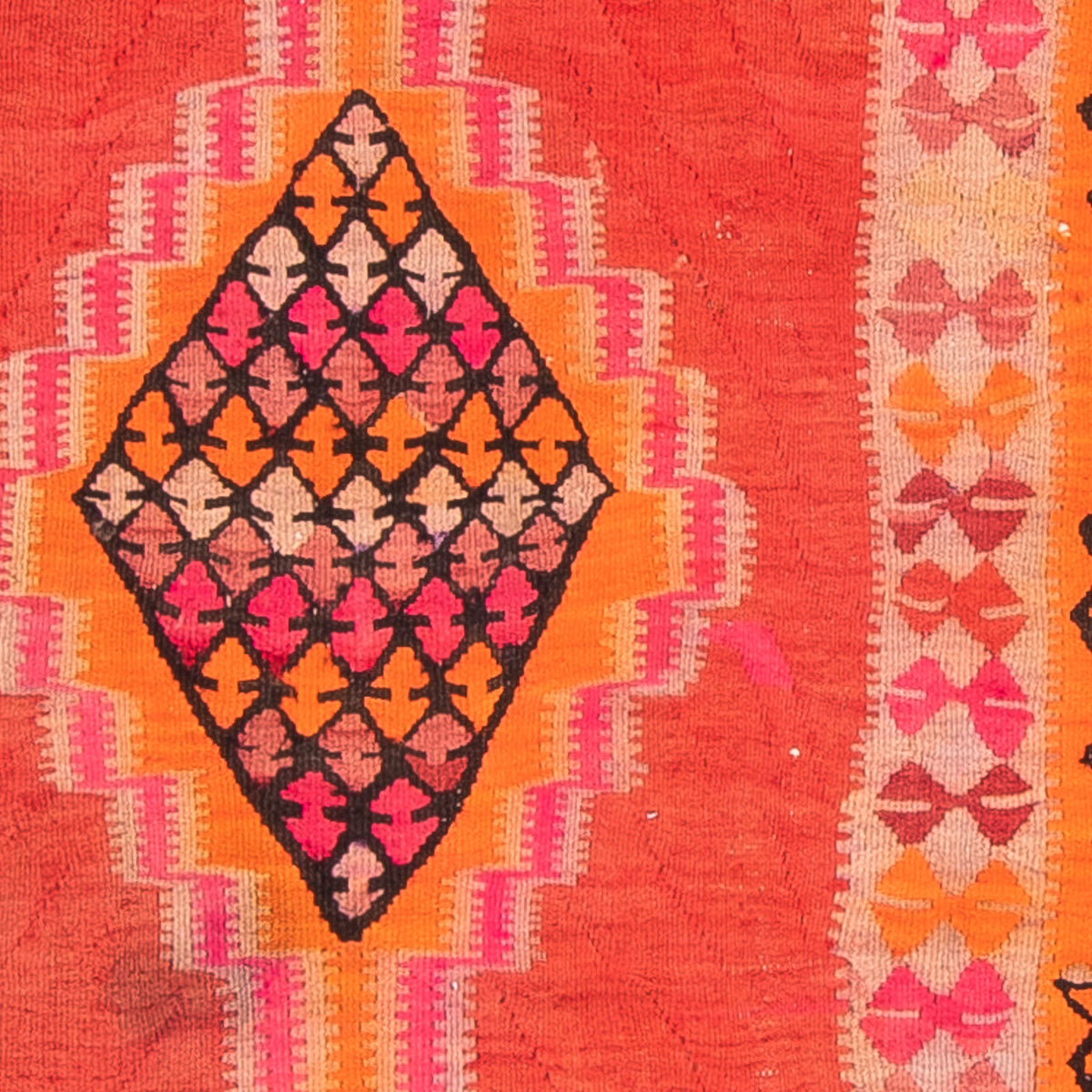 Biegacz Dywan Kelim - Stary - 355 x 90 cm - wielokolorowy