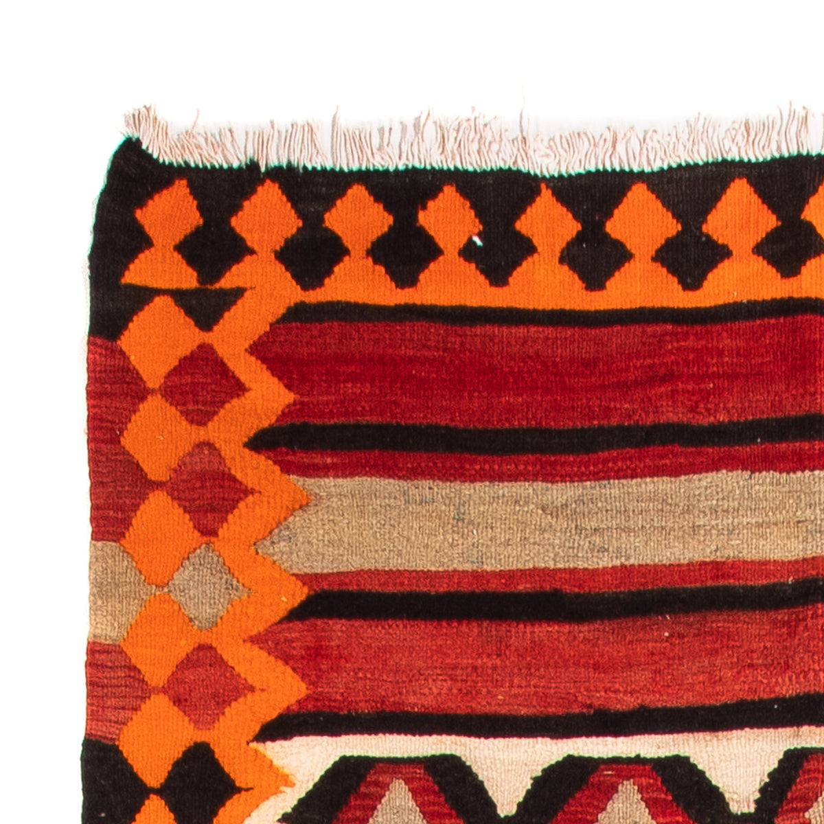 Biegacz Dywan Kelim - Stary - 370 x 130 cm - wielokolorowy