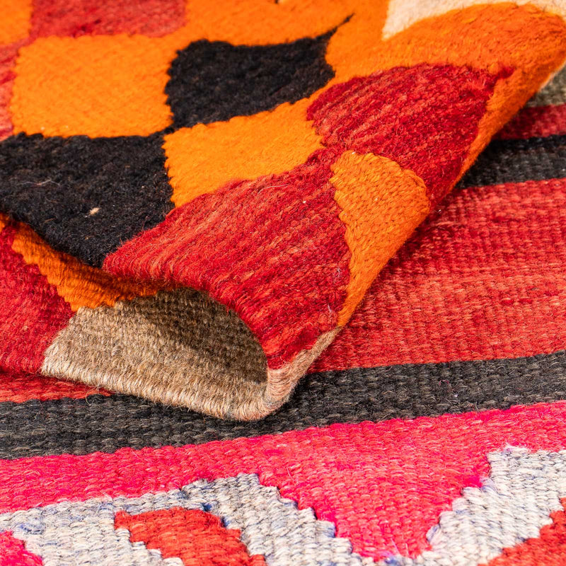 Biegacz Dywan Kelim - Stary - 370 x 130 cm - wielokolorowy