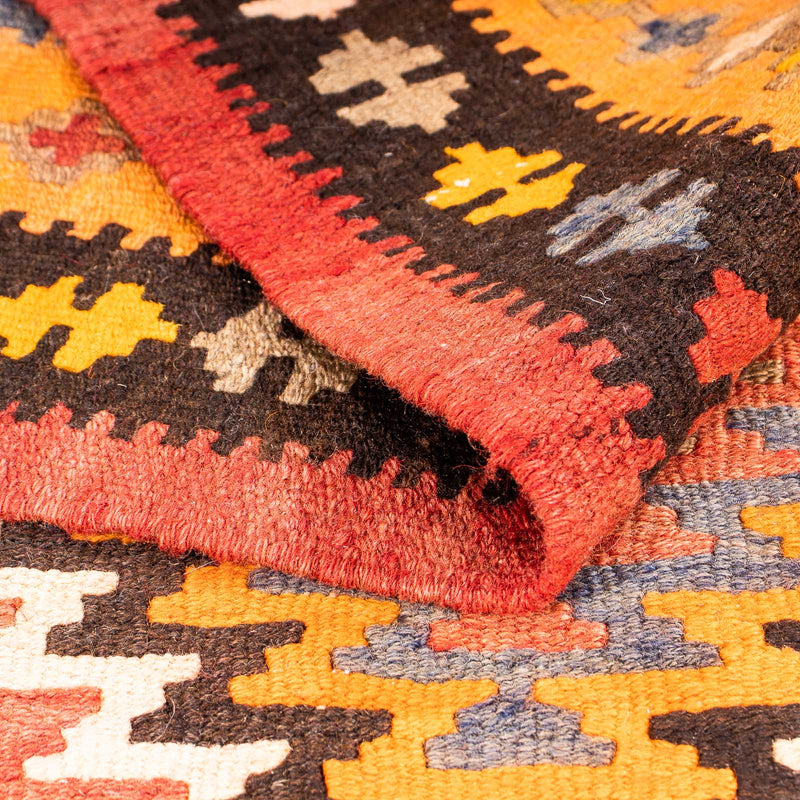 Biegacz Dywan Kelim - Stary - 310 x 127 cm - wielokolorowy