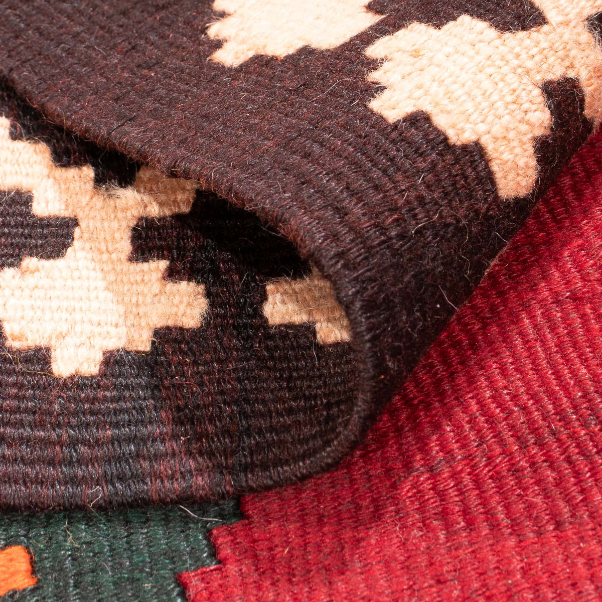 Biegacz Dywan Kelim - Stary - 440 x 124 cm - ciemna czerwień